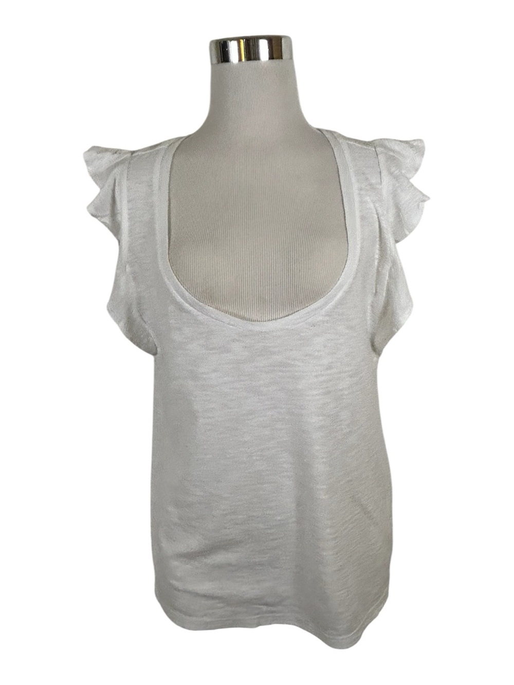 Express NWT Slub Ruffle Sleeve Scoop Neck Top Tee White Medium